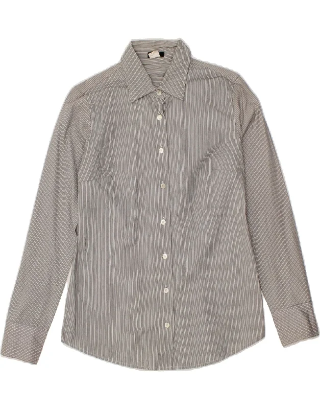 J. CREW Womens Shirt UK 10 Small Grey Pinstripe Cotton-- Plaid T-Shirt Polka Dot Checkered