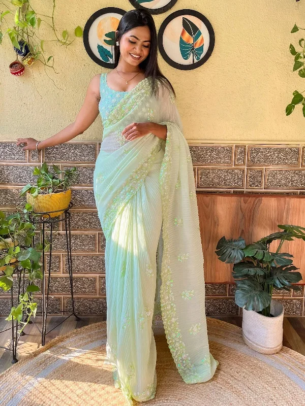 Saree Mall Women's Georgette Light Green Embellished Designer Saree With Blouse Piece-KESARI2803 Soft Pastel Blouse Saree Mall Women's Georgette Light Green Embellished Designer Saree With Blouse Piece-KESARI2803 Soft Pastel Blouse