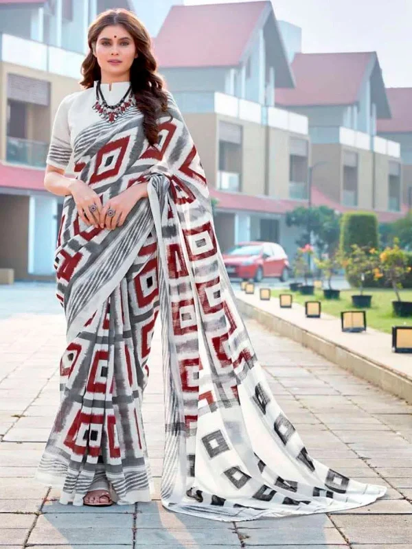 Saree Mall Women's Cotton Off White Printed Designer Saree With Blouse Piece-MINAXI1604 Sweetheart Neck Blouse Saree Mall Women's Cotton Off White Printed Designer Saree With Blouse Piece-MINAXI1604 Sweetheart Neck Blouse