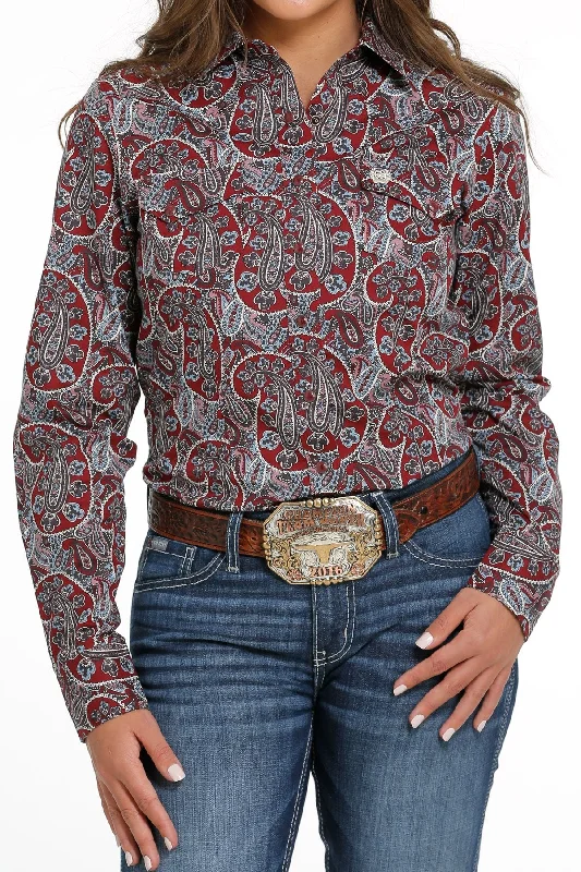 WOMEN'S BUTTON-DOWN WESTERN SHIRT - MULTI Style: MSW9201043-- Nylon Fabric Polyester Fabric Spandex Fabric