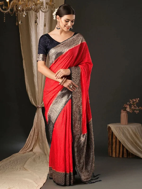Saree Mall Women's  Blend Navy Blue Woven Design Designer Saree With Blouse Piece-YARYA303 High Neck Blouse