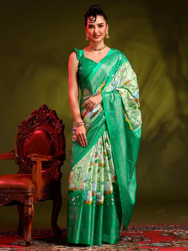 Saree Mall Women's Dola Light Green Printed Designer Saree With Blouse Piece-RAJWADI03E Cotton Casual Blouse Saree Mall Women's Dola Light Green Printed Designer Saree With Blouse Piece-RAJWADI03E Cotton Casual Blouse