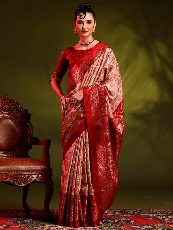 Saree Mall Women's Dola Beige Printed Designer Saree With Blouse Piece-RAJWADI01G Bell Sleeve Blouse Saree Mall Women's Dola Beige Printed Designer Saree With Blouse Piece-RAJWADI01G Bell Sleeve Blouse
