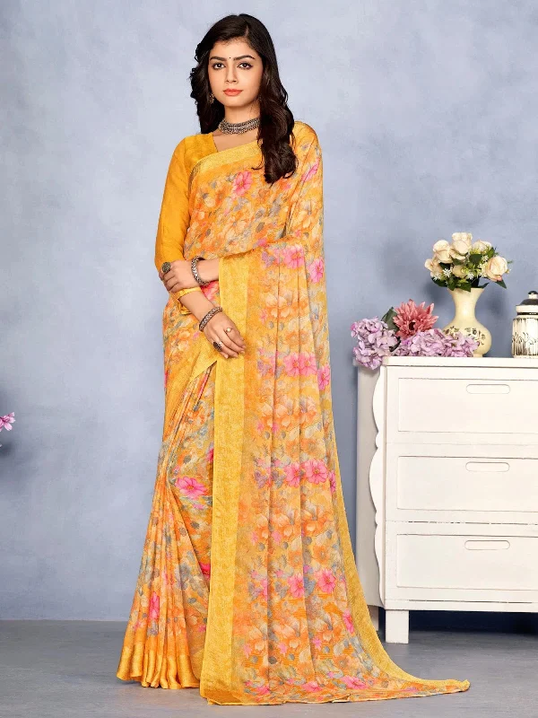 Saree Mall Women's Chiffon Orange Printed Designer Saree With Blouse Piece-CHERY27801D Soft Satin Blouse Saree Mall Women's Chiffon Orange Printed Designer Saree With Blouse Piece-CHERY27801D Soft Satin Blouse