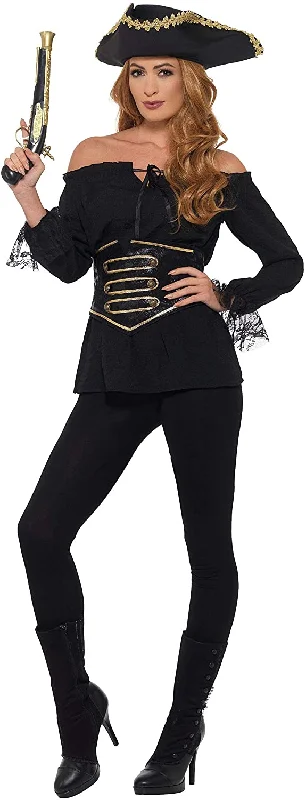 Smiffys Deluxe Pirate Shirt S - UK Size 8-10-- Beaded Sequined Faux Fur