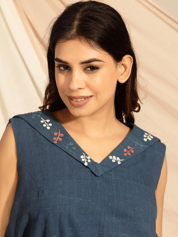 Organic Cotton Natural dyed blouse Indigo Smart Business Blouse