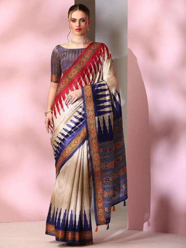 Saree Mall Women's Blend Beige Printed Designer Saree With Blouse Piece-SOFIA1006 Chic Ruffle Blouse Saree Mall Women's Blend Beige Printed Designer Saree With Blouse Piece-SOFIA1006 Chic Ruffle Blouse