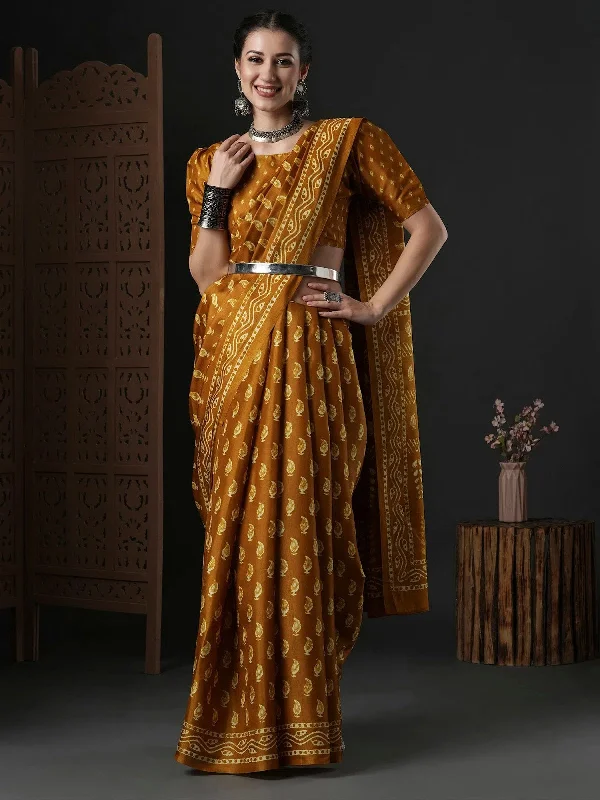 Saree Mall Women's Dola Mustard Printed Designer Saree With Blouse Piece-DOLA108B Classic Striped Blouse Saree Mall Women's Dola Mustard Printed Designer Saree With Blouse Piece-DOLA108B Classic Striped Blouse