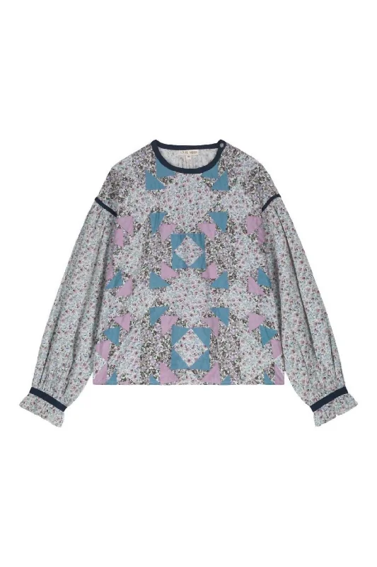 Cristalina Blouse In Multicolor Patchwork Versatile Layering Blouse