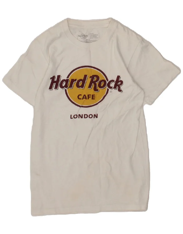 HARD ROCK CAFE Womens London Graphic T-Shirt Top UK 6 XS White Cotton-- Anti-Pilling Machine Wash Handmade