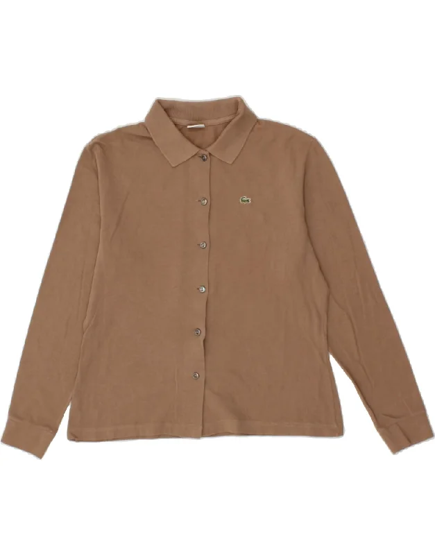 LACOSTE Womens Shirt Size 42 Large Brown Cotton-- Anti-Pilling Machine Wash Handmade