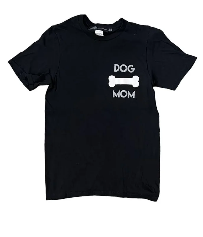 DOG MOM BLACK T-SHIRT-- Zippered Front Buttoned Front Snap Front