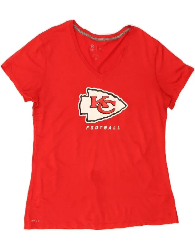 NIKE Womens Kansas Graphic T-Shirt Top UK 18 XL Red Polyester-- Thin T-Shirt Open Front Quick Dry