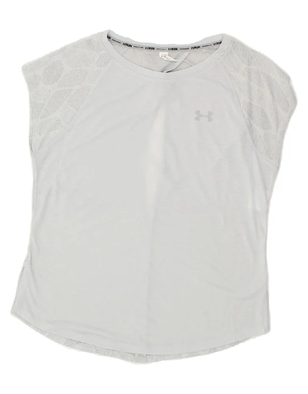UNDER ARMOUR Womens T-Shirt Top UK 14 Medium Blue Polyester-- Iron Safe Non-Iron Wrinkle Free