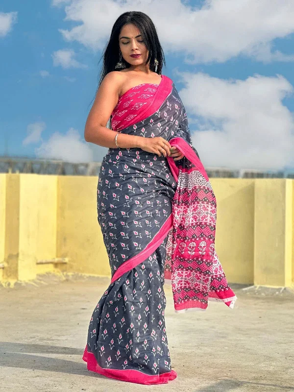 Saree Mall Women's Cotton Grey Printed Designer Saree With Blouse Piece-MINAXI1304 Office Formal Blouse Saree Mall Women's Cotton Grey Printed Designer Saree With Blouse Piece-MINAXI1304 Office Formal Blouse