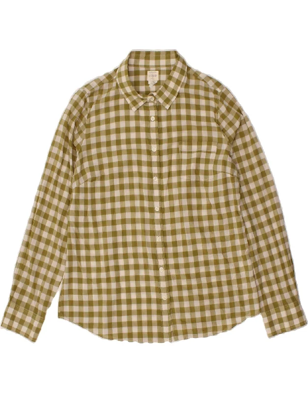 J. CREW Womens Shirt UK 16 Large Khaki Check Cotton-- Casual Formal Business
