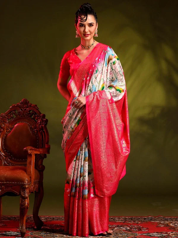 Saree Mall Women's Dola Cream Printed Designer Saree With Blouse Piece-RAJWADI03C Soft Pastel Blouse Saree Mall Women's Dola Cream Printed Designer Saree With Blouse Piece-RAJWADI03C Soft Pastel Blouse