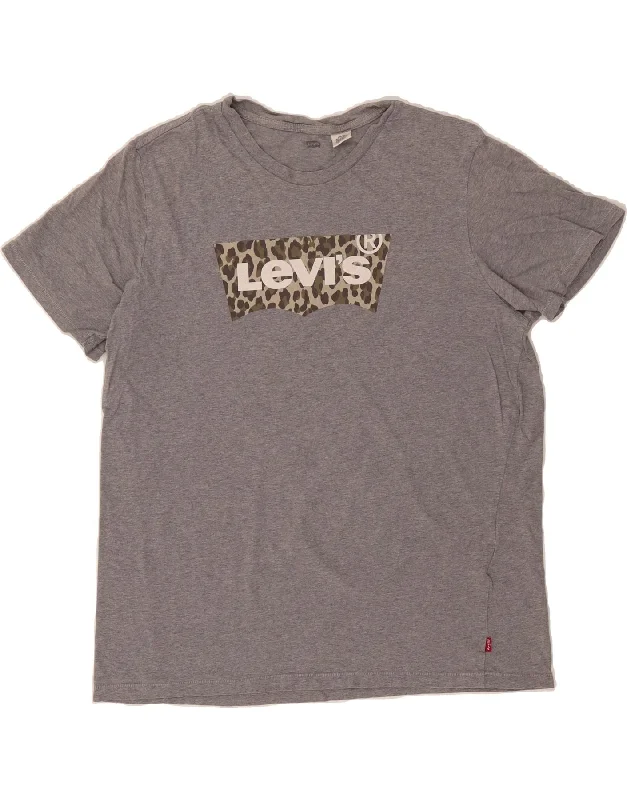 LEVI'S Womens Graphic T-Shirt Top UK 18 XL Grey Cotton-- Anti-Pilling Machine Wash Handmade