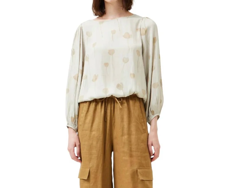 Petal Floral Blouse In Fog Floral Chiffon Blouse