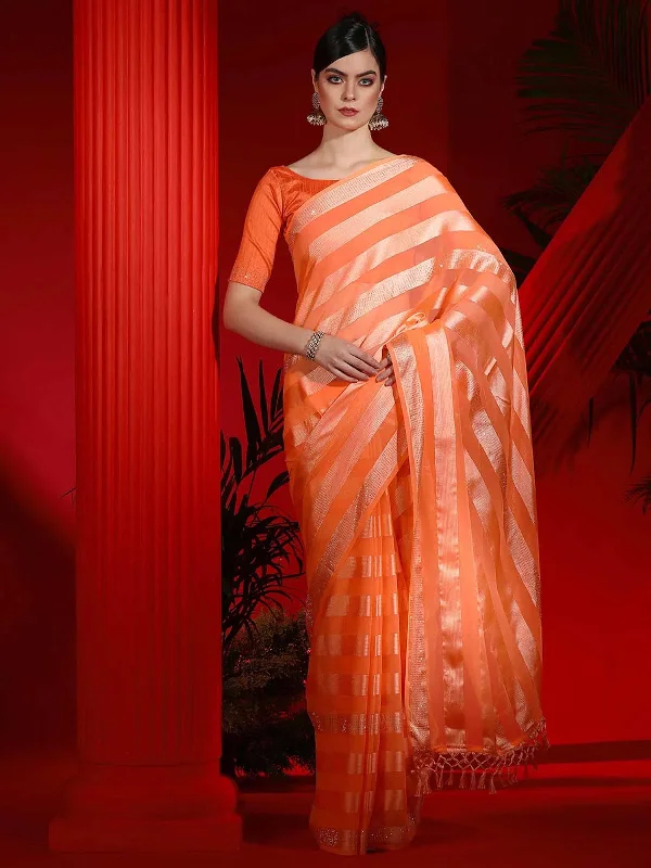 Saree Mall Women's Chiffon Orange Embellished Designer Saree With Blouse Piece-DIANA5301 Lightweight Chiffon Blouse Saree Mall Women's Chiffon Orange Embellished Designer Saree With Blouse Piece-DIANA5301 Lightweight Chiffon Blouse