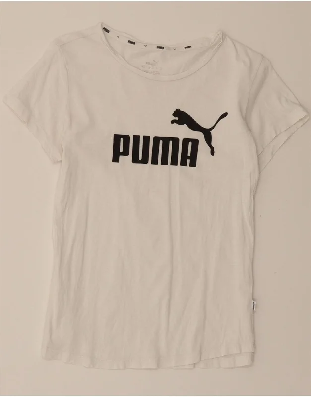 PUMA Womens Graphic T-Shirt Top UK 12 Medium White-- Layered Multi-layer Single Layer