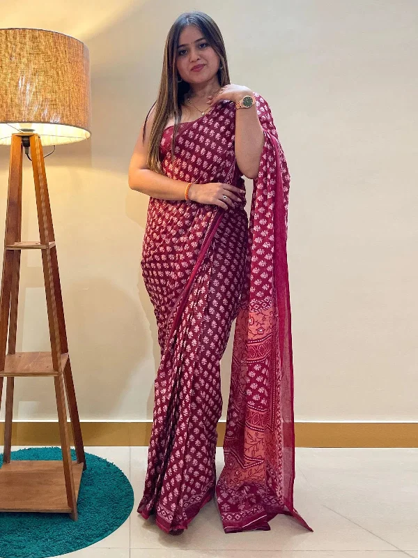 Saree Mall Women's Cotton Magenta Printed Designer Saree With Blouse Piece-MINAXI1012 Boho Chic Blouse Saree Mall Women's Cotton Magenta Printed Designer Saree With Blouse Piece-MINAXI1012 Boho Chic Blouse