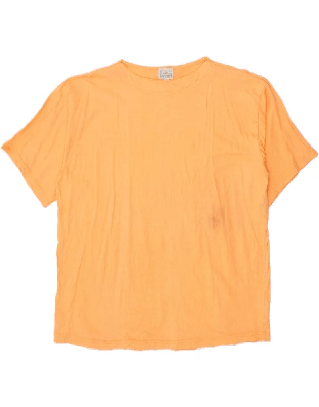 ALBA FORNARI Womens T-Shirt Top UK 16 Large Orange-- V-Neck T-Shirt Long Sleeve Cotton