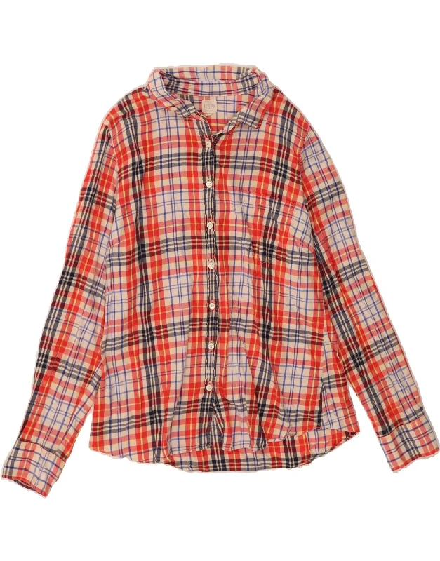 J. CREW Womens Crop Flannel Shirt UK 18 XL Red Check-- Striped Floral Plaid