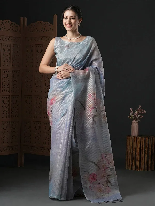 Saree Mall Women's Organza Metallic Printed Designer Saree With Blouse Piece-SANKARI203 Relaxed Fit Blouse Saree Mall Women's Organza Metallic Printed Designer Saree With Blouse Piece-SANKARI203 Relaxed Fit Blouse