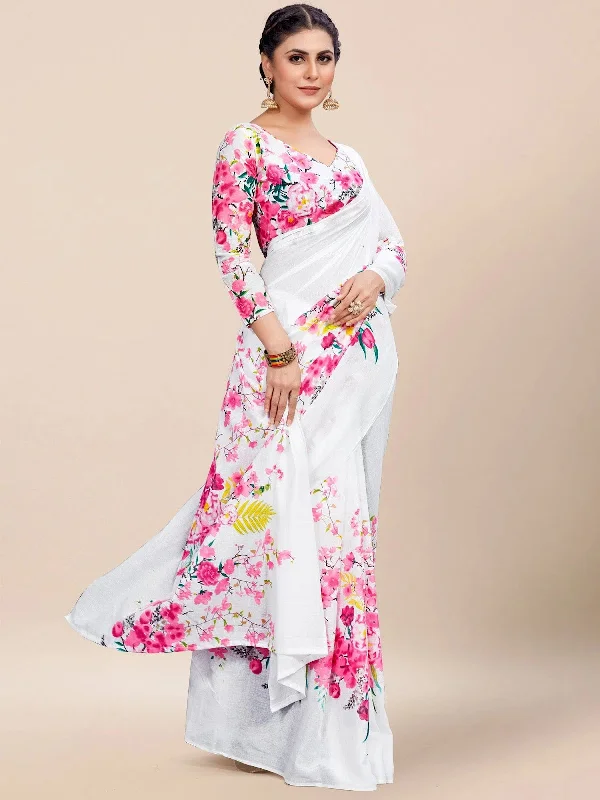 Saree Mall Women's Cotton White Printed Designer Saree With Blouse Piece-MINAXI3001 Everyday Stylish Blouse Saree Mall Women's Cotton White Printed Designer Saree With Blouse Piece-MINAXI3001 Everyday Stylish Blouse