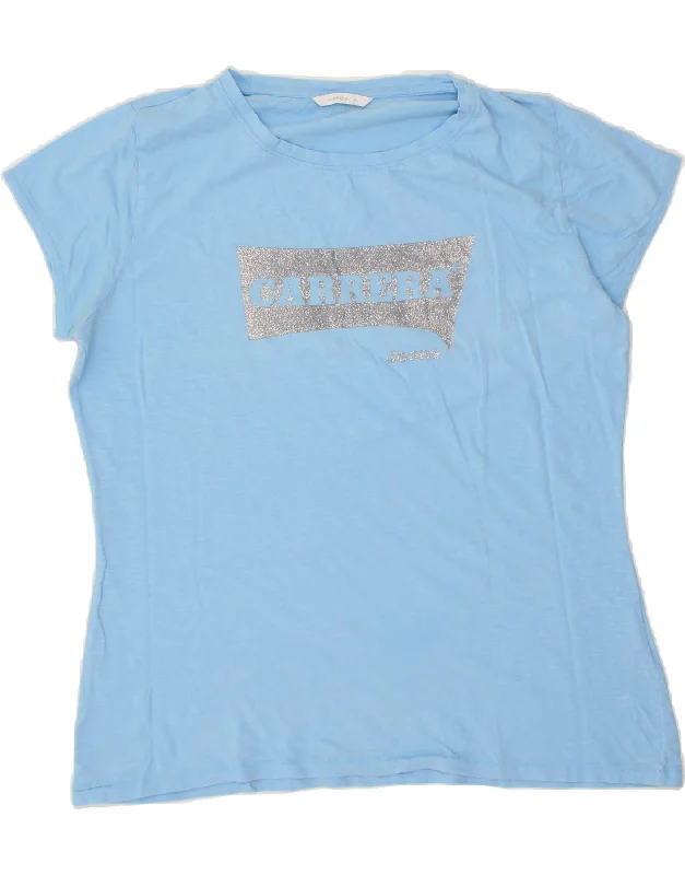 CARRERA Womens Graphic T-Shirt Top UK 18 XL Blue Cotton-- Rayon Fabric Velvet Fabric Corduroy Fabric