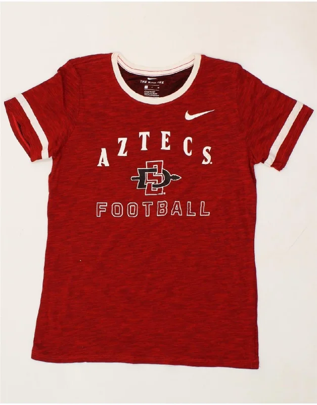 NIKE Womens Dri Fit Graphic T-Shirt Top UK 10 Small Maroon Cotton-- Cozy Warm Stylish