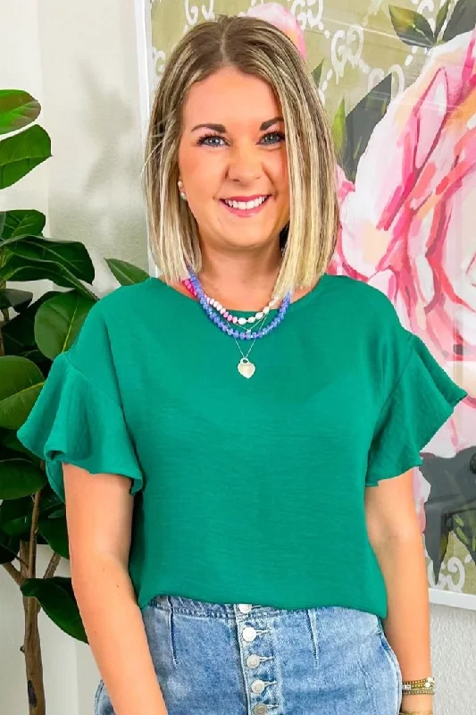 Top Tier Blouse - Emerald Casual Stripe Blouse