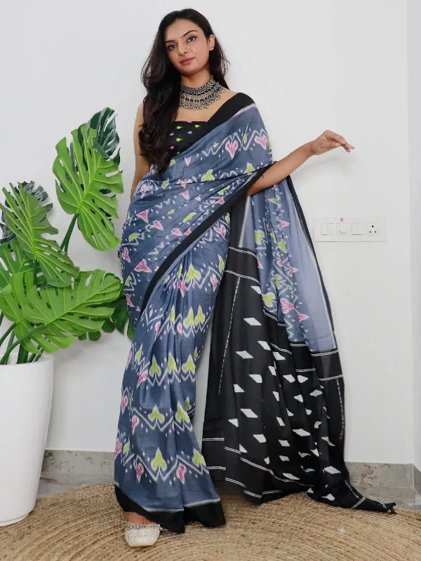 Saree Mall Women's Cotton Grey Printed Designer Saree With Blouse Piece-MINAXI1102 Business Casual Blouse Saree Mall Women's Cotton Grey Printed Designer Saree With Blouse Piece-MINAXI1102 Business Casual Blouse