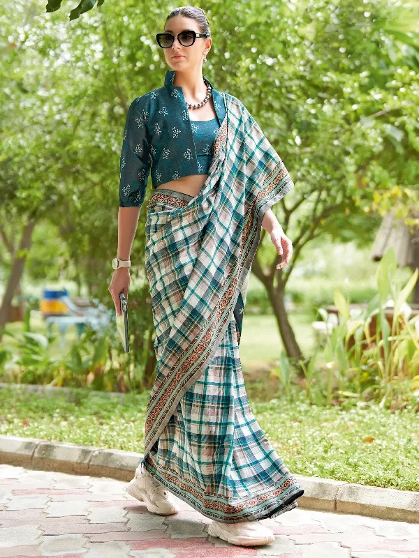 Saree Mall Women's  Blend Off White Printed Designer Saree With Blouse Piece-NASHTH104 Stylish Wrap Blouse