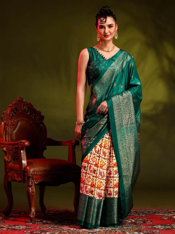 Saree Mall Women's Dola Teal Green Printed Designer Saree With Blouse Piece-RAJWADI02A Puff Sleeve Blouse Saree Mall Women's Dola Teal Green Printed Designer Saree With Blouse Piece-RAJWADI02A Puff Sleeve Blouse