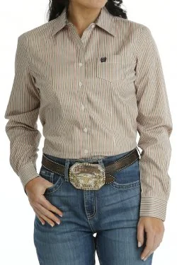 WOMEN'S TENCEL™ STRIPE BUTTON-DOWN WESTERN SHIRT - MULTI-- Print Jacquard Patchwork