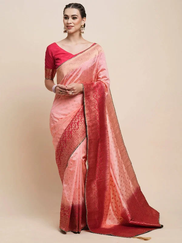 Saree Mall Women's Blend Pink Woven Design Designer Saree With Blouse Piece-DHNIYA84 Elegant Lace Blouse Saree Mall Women's Blend Pink Woven Design Designer Saree With Blouse Piece-DHNIYA84 Elegant Lace Blouse