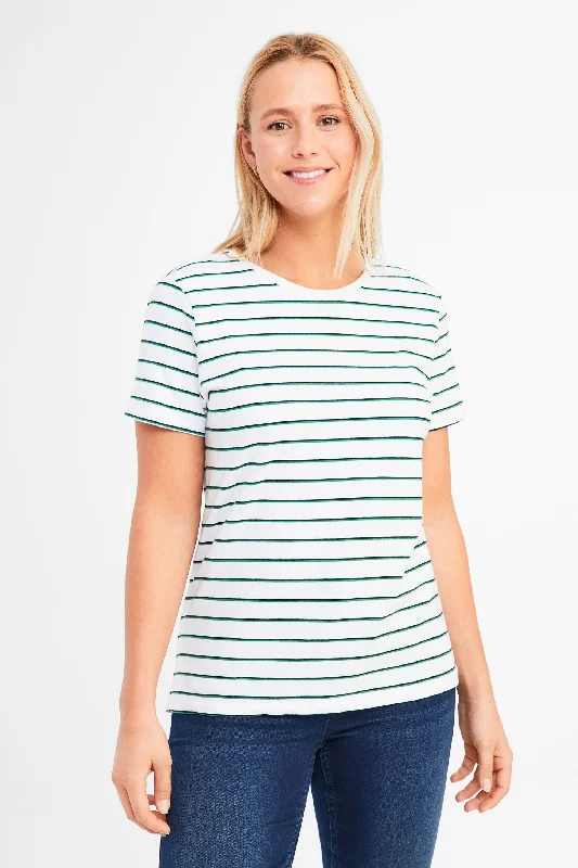 T-shirt rayé en coton - Femme-- Polka Dot Checkered Tartan