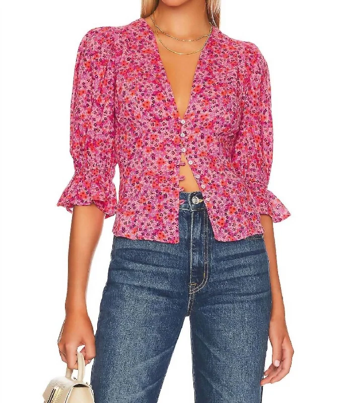 I Found You Blouse In Pink Frilled Cuff Blouse