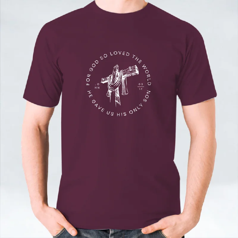 John 3:16 Unisex T-shirt - White/Black/Maroon-- Thin T-Shirt Open Front Quick Dry