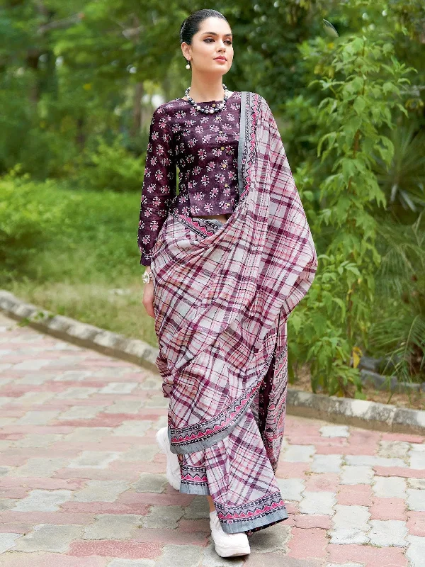 Saree Mall Women's  Blend Off White Printed Designer Saree With Blouse Piece-NASHTH102 High Neck Blouse