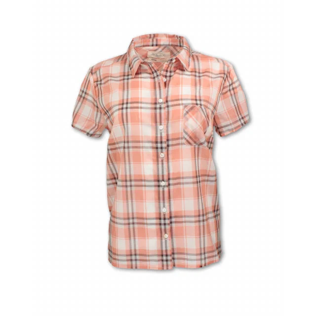 Short-Sleeved Madras Plaid Shirt-- Casual Formal Business