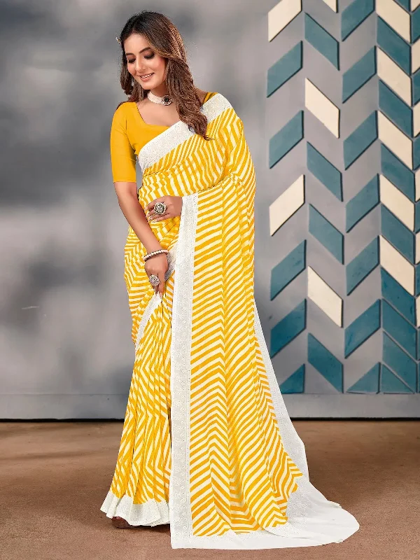 Saree Mall Women's Georgette Yellow Embellished Designer Saree With Blouse Piece-SARVI07 Modern Work Blouse Saree Mall Women's Georgette Yellow Embellished Designer Saree With Blouse Piece-SARVI07 Modern Work Blouse