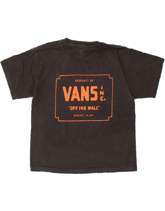 VANS Womens Crop Graphic T-Shirt Top UK 14 Large Brown Cotton-- Handmade Hand-knitted Hand-woven