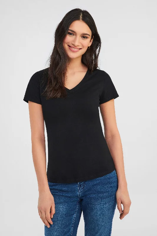T-shirt en coton bio - Femme-- Striped Floral Plaid
