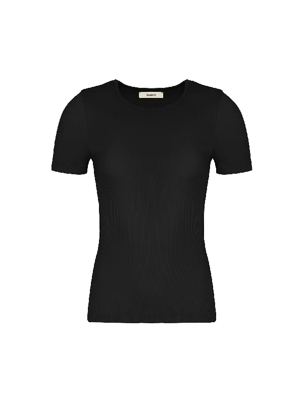 Women's 365 Lightweight Rib T-Shirt—black-- Machine Wash Dry Clean Hand Wash