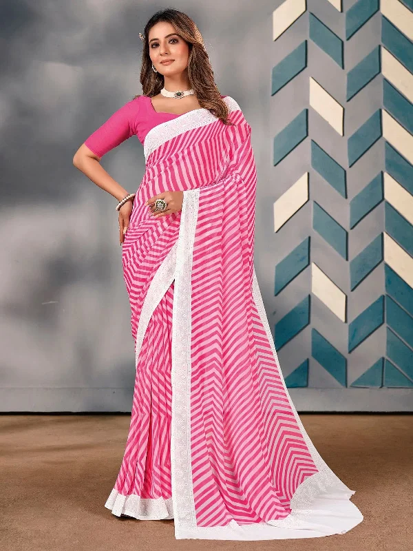 Saree Mall Women's Georgette Pink Embellished Designer Saree With Blouse Piece-SARVI04 Business Casual Blouse Saree Mall Women's Georgette Pink Embellished Designer Saree With Blouse Piece-SARVI04 Business Casual Blouse