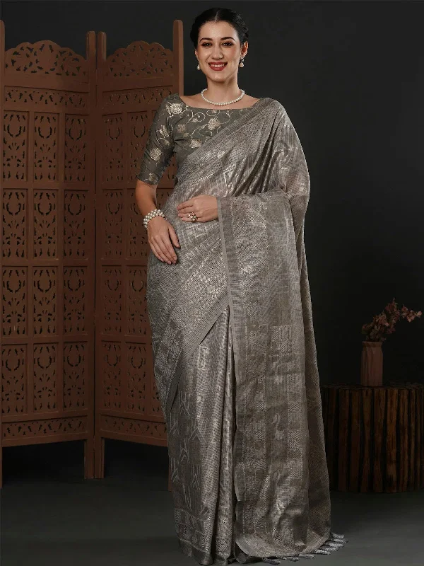 Saree Mall Women's Kota Doria Cotton Grey Printed Designer Saree With Blouse Piece-SUMITRA105 Soft Modal Blouse Saree Mall Women's Kota Doria Cotton Grey Printed Designer Saree With Blouse Piece-SUMITRA105 Soft Modal Blouse