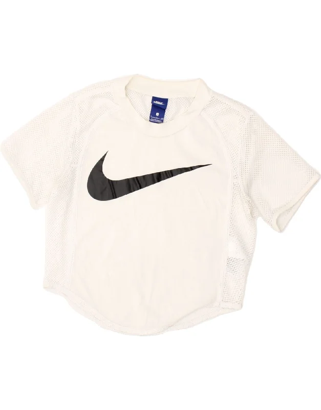 NIKE Womens Crop Graphic T-Shirt Top UK 10 Small White Cotton-- Cashmere Blend Cotton Blend Poly Blend NIKE Womens Crop Graphic T-Shirt Top UK 10 Small White Cotton-- Cashmere Blend Cotton Blend Poly Blend